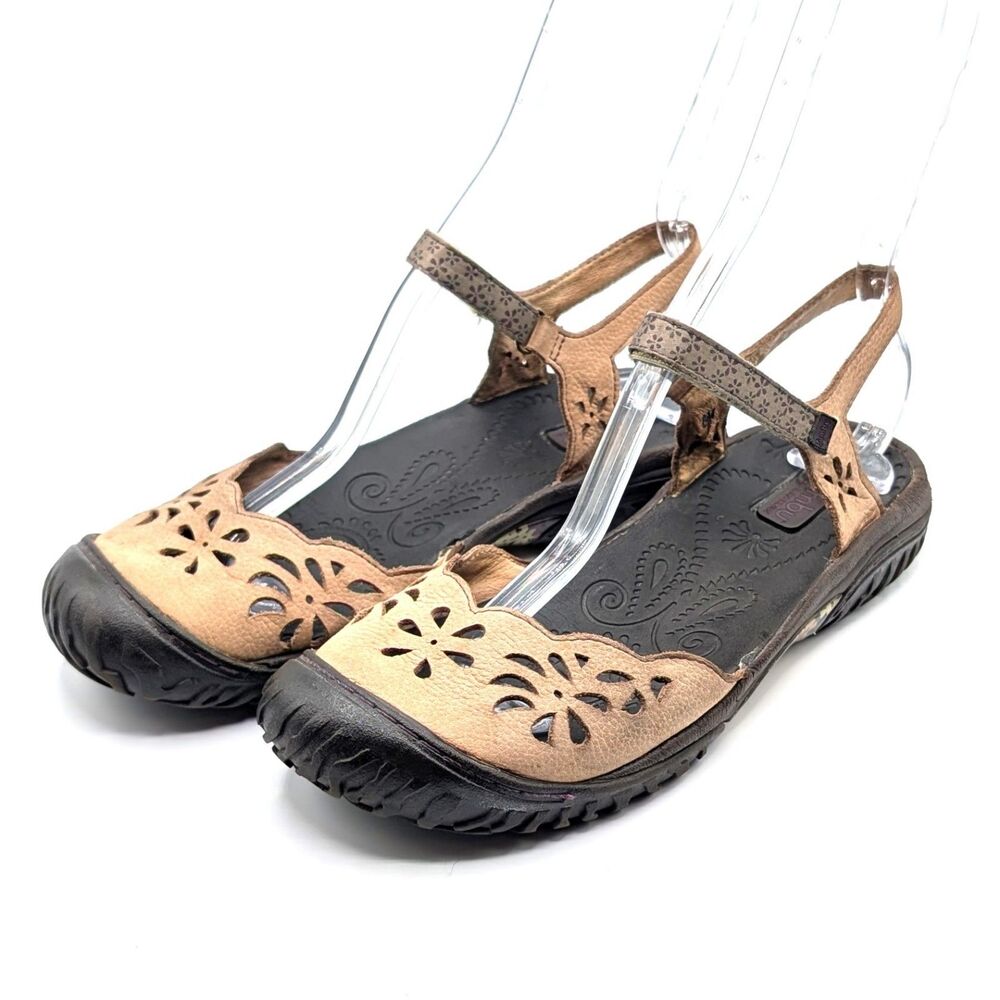 JBU Jambu Slingback Sandals Tan Closed Toe w/ Cutout Details Women's Size 8M